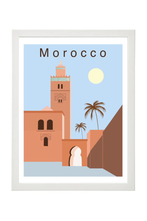 Morocco Travel Digital Art Poster with Frame 30x40cm