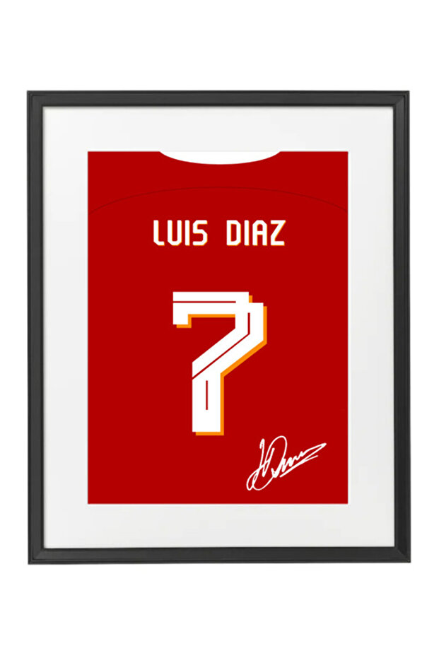 Luis Diaz Liverpool Autographed Jersey Poster with Frame 50x40cm