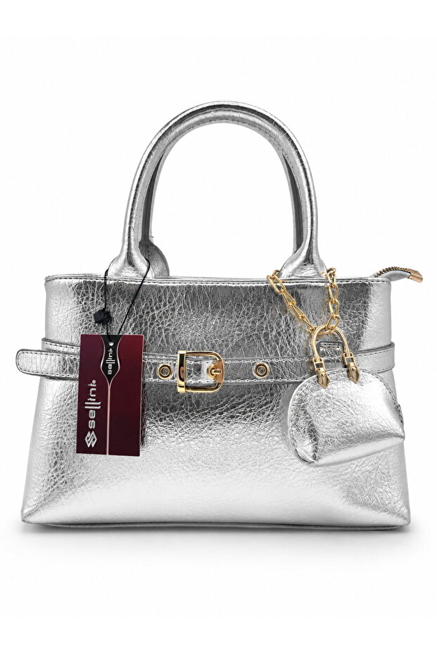 Women's Silver Mini Bag Detailed Hand and Shoulder Bag