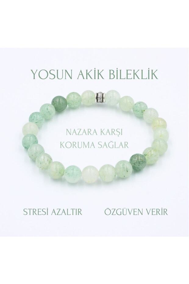 Natural Stone Agate Bracelet 8mm | Moss Agate Natural Stone | Evil Eye Bracelet