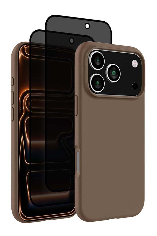 3 Packs Silicone Protective Phone Case for iPhone 17 Pro Max - Soft Anti-Scratch Microfiber Lining Ultra Slim Drop Protection Phone Cover with Two Privacy Screen Protectors - Desert Titanium-5