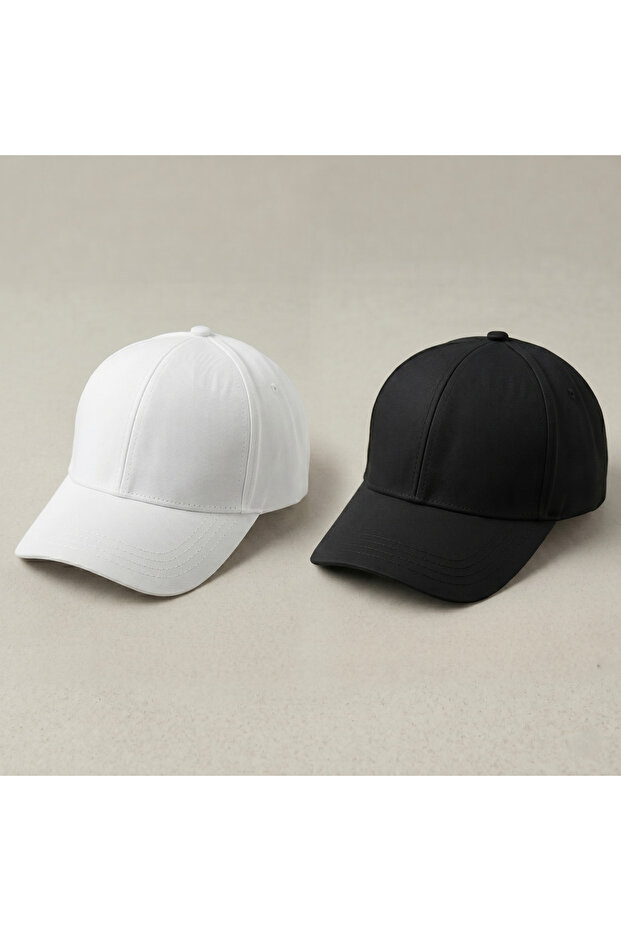 2 Pieces Unisex Gabardine Fabric Adjustable Velcro Women's & Men's Plain Summer Hat