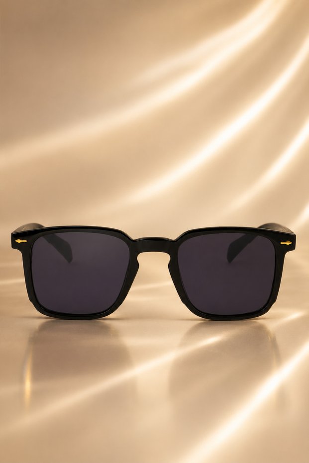 Noctivus Unisex Sunglasses Black Square Frame Smoked Glass Uv400 Protection Premium Luxury Vintage Unisex Sunglasses