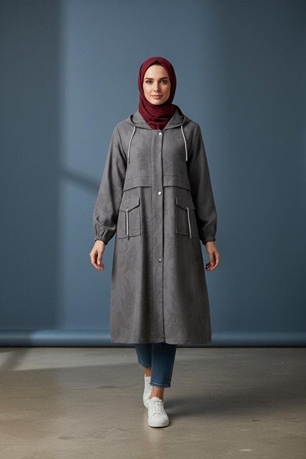 Cotton Below-The-Knee Hooded Cardigan