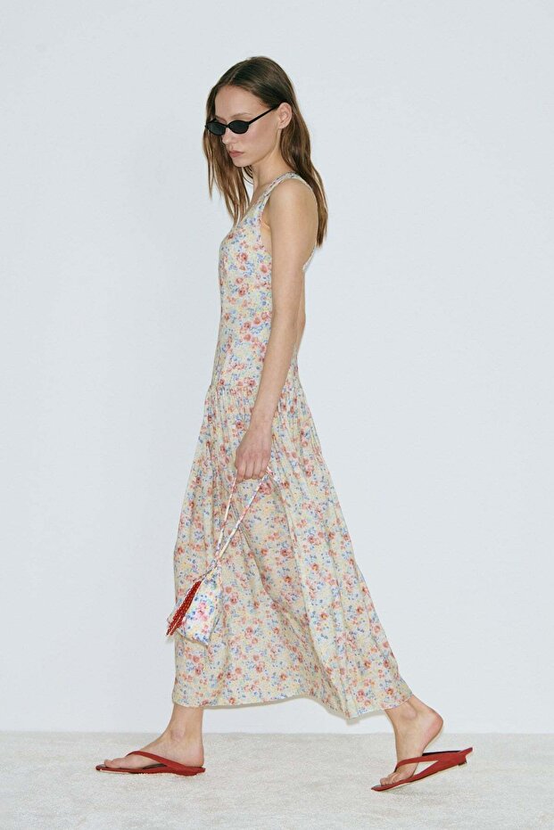 Colorful Peony Patterned Dress
