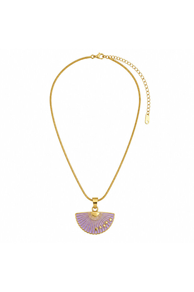 Gold Lilac Fan Figured Necklace – Stylish Women's Necklace with Adjustable Chain