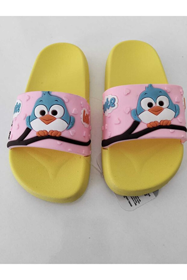 Mersin Md Textile Cute Bird Figured Non-Slip Children's Slippers
