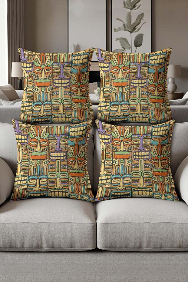 Digital Printed Soft Textured 4-Piece Throw Pillow Cover Set Krl0129