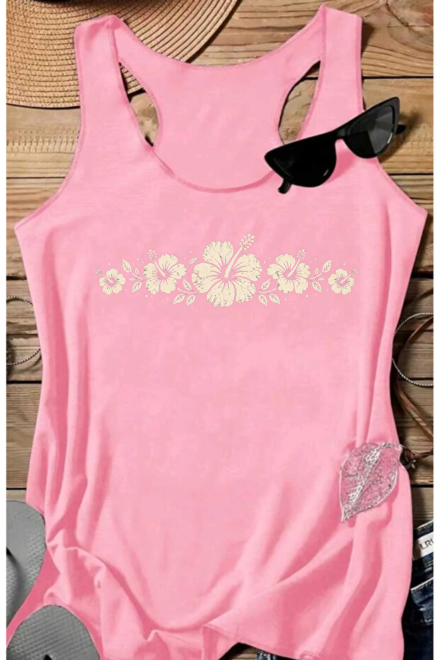 Hibiscus Printed Swimmer Athlete Women's Tshirt