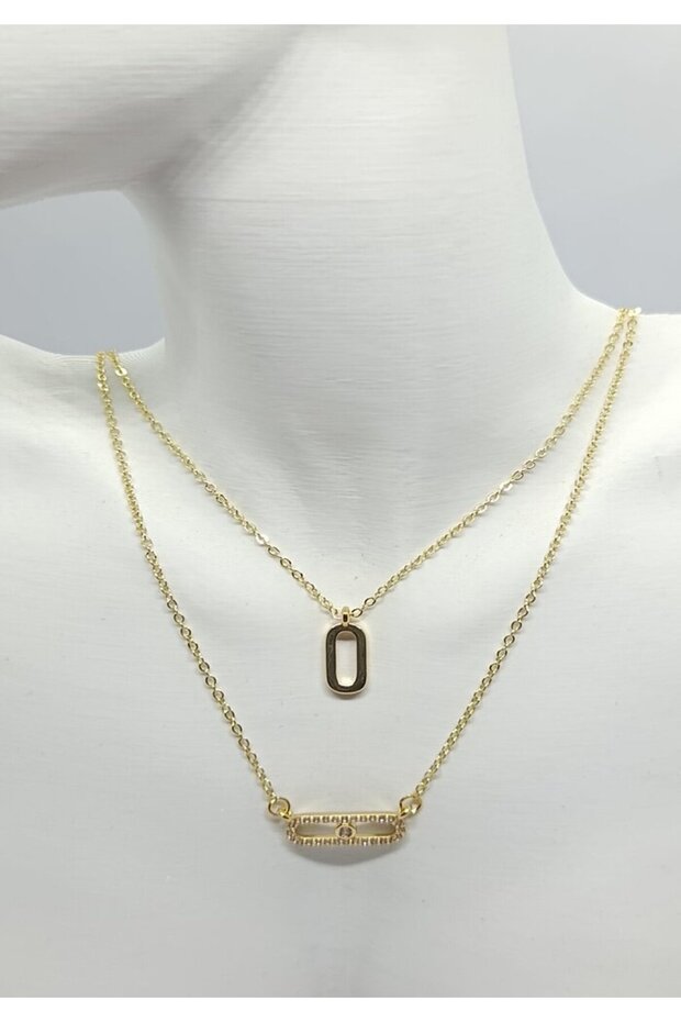 Golden Link Duo Double Layer Steel Necklace (40+5 cm)