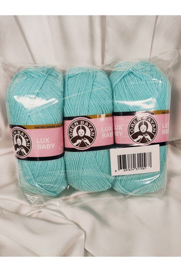Lux Baby Mint Green Hand Knitting Yarn Art No:3010 - Nm:3.4 - 100Gr. 340Mt. (3 Pieces) - Color: 022