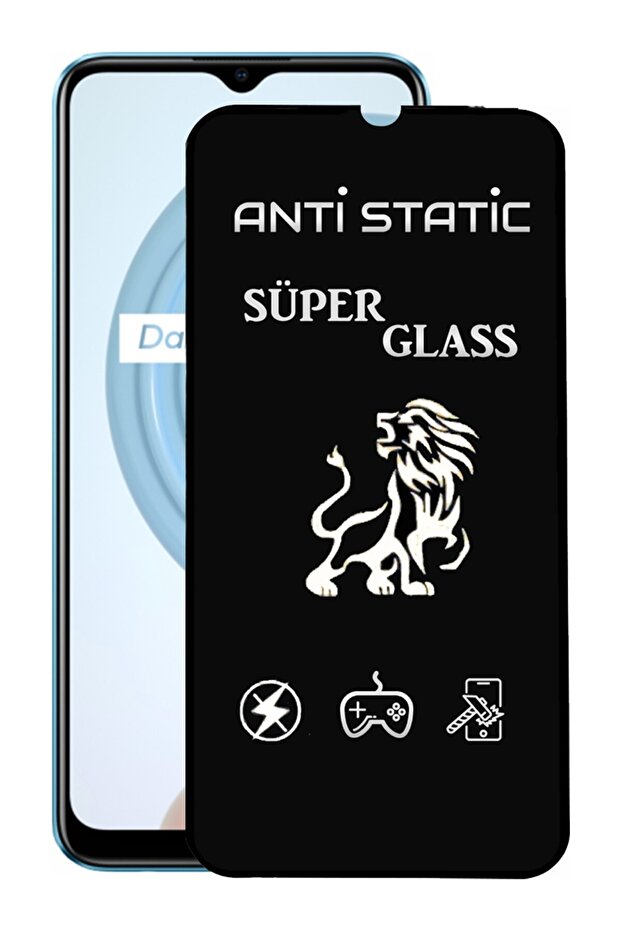 Realme C21 Compatible Anti-Static Dust-Repellent Tempered Screen Protector Glass with Frame