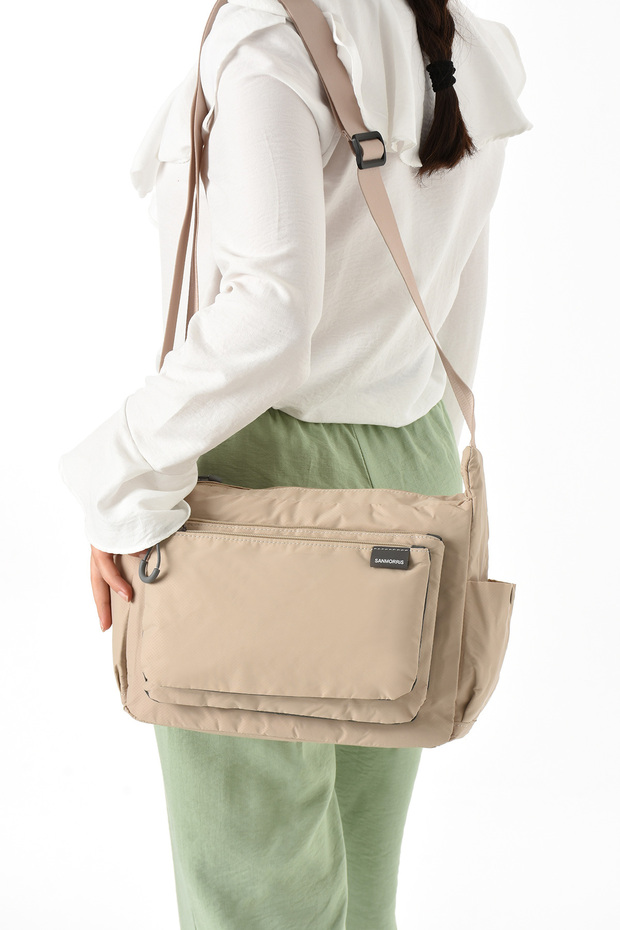 Sanmorris Women's Waterproof 4-Compartment Parachute Fabric Adjustable Cross Shoulder Strap Bag