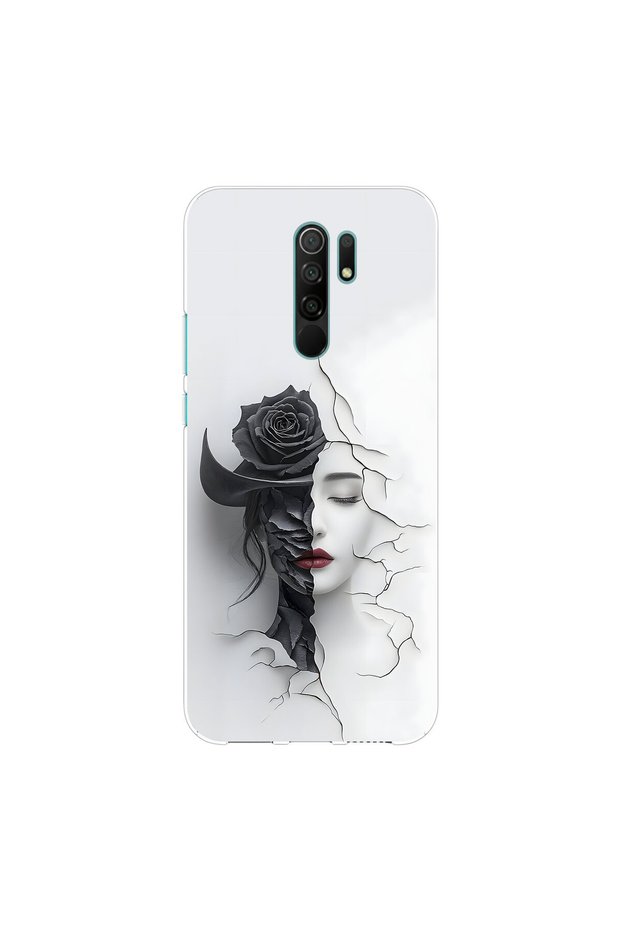 Redmi 9 Compatible Aesthetic Face 4 Design Transparent Case