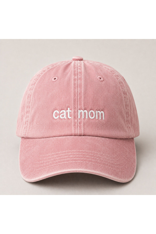 قبعة بيسبول مطرزة بتصميم "Cat Mom" (أمي القطط) قابلة للغسل بتصميم عتيق وبسيط