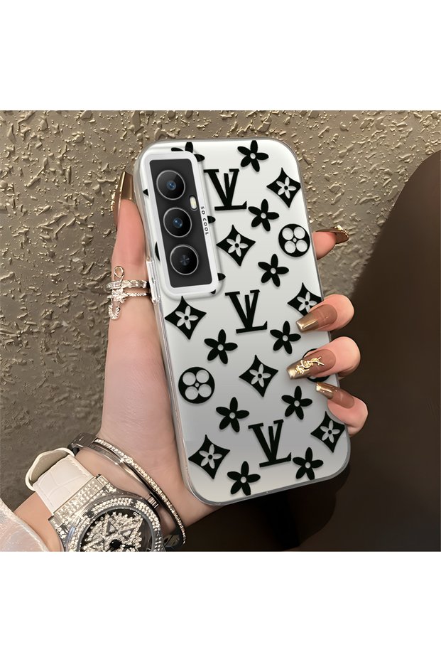 Realme C65 4g Compatible Silicone Edge Hard Back Case Couple Phone Case Brand Patterned