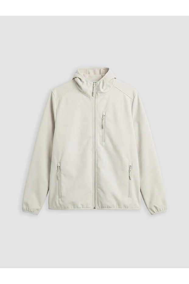 Beige Hooded Men's Jacket