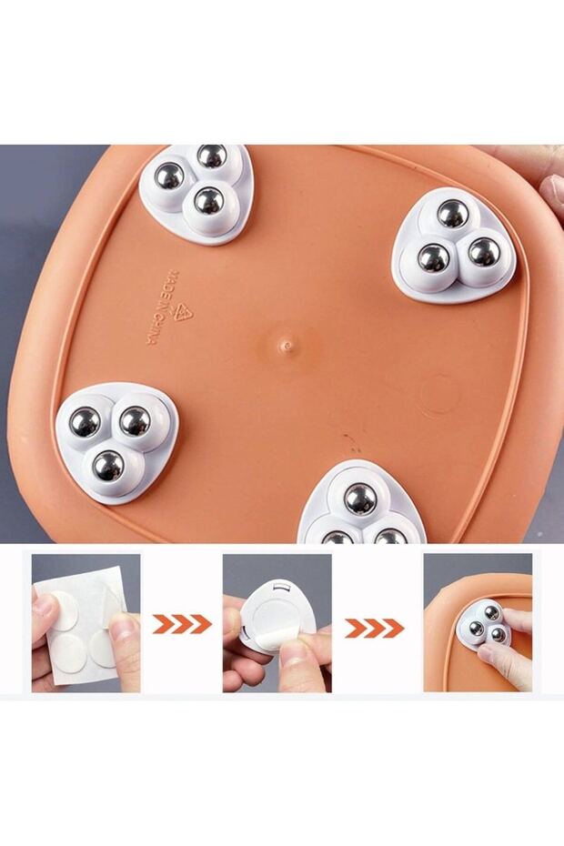 Set of 4 360 Degree Rotatable Adhesive Ball Wheels - Furniture Slider Wheels