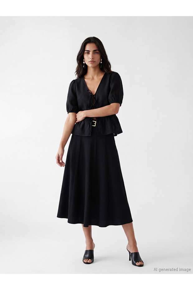 Esvab • Modern & Distinctive Flared Skirt with Belted Waist