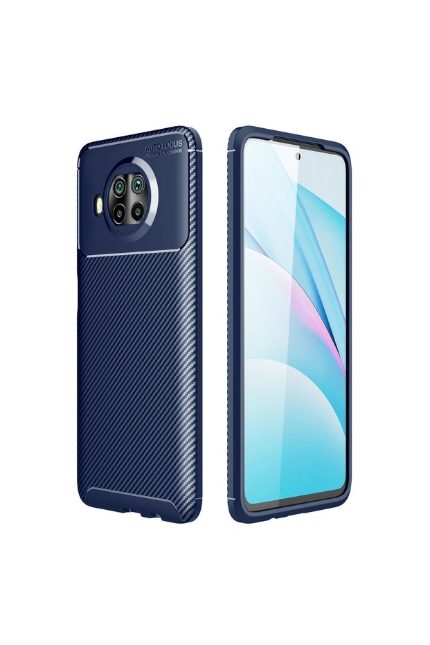 Mi 10t lite case auto focus carbon cover - navy blue