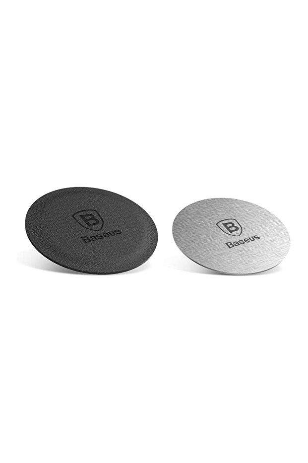 Leather and Metal Magnetic Plates - Pack of 2, Self-Adhesive Replacement for Car Phone Holder - Black/Silver