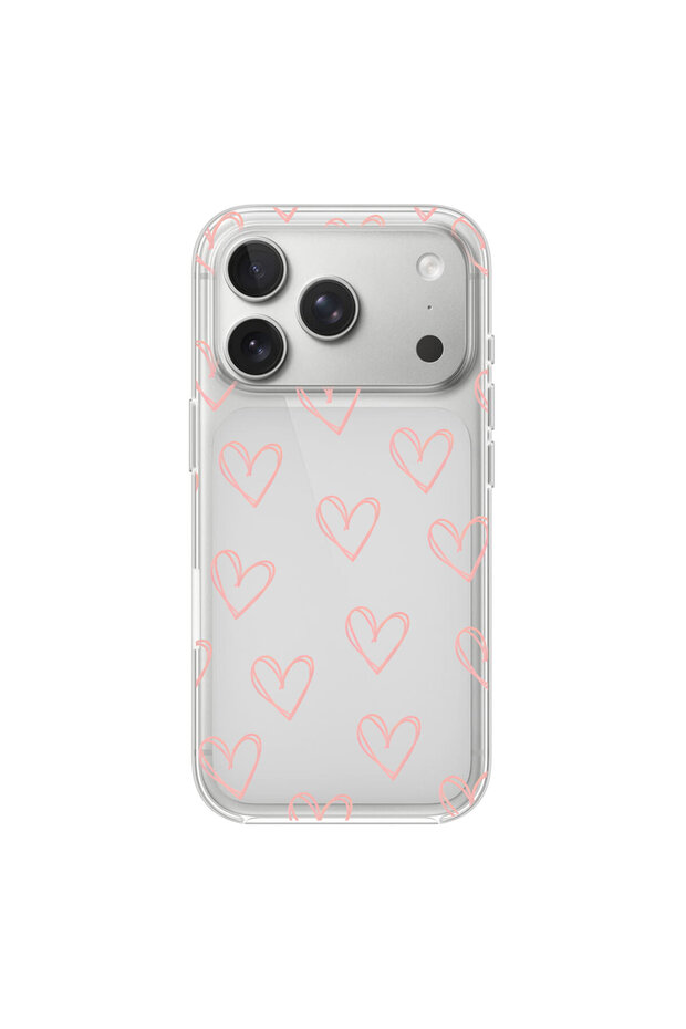 iPhone 17 Pro Max Compatible Heart 6 Design Transparent Case