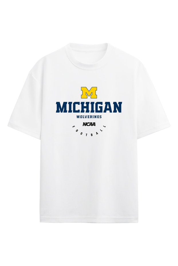 Michigan Wolverines Ncaa College American Football White Oversize T-Shirt