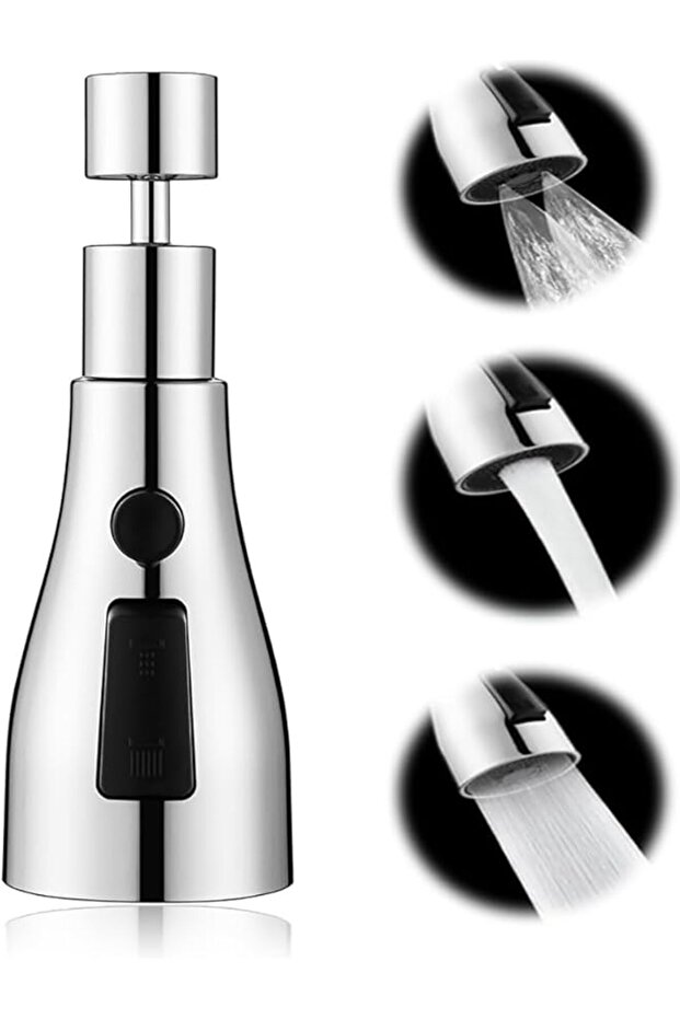 Kitchen Tap Spray Head - 360° Swivel Spout, 3 Modes, Replacement Bubbler Aerator - FM22 M24 Sink Faucet Attachment