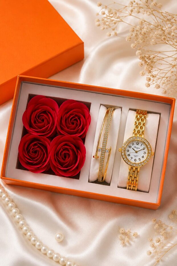 Watch Rose Gift set Mix design gold plated