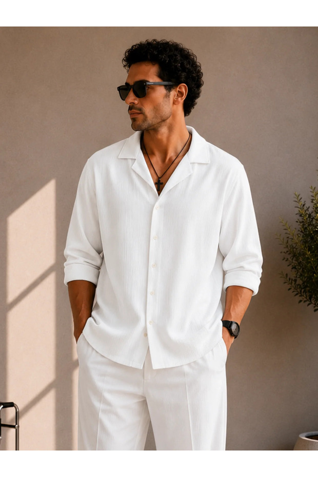 Oversize Laser Cut Seamless White Shirt