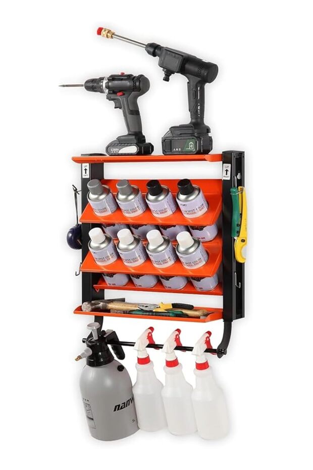 Spray Can Holder, Lube Can Wall Mount Storage Rack Heavy Duty Paint Bottle Organizer for Garage & Home