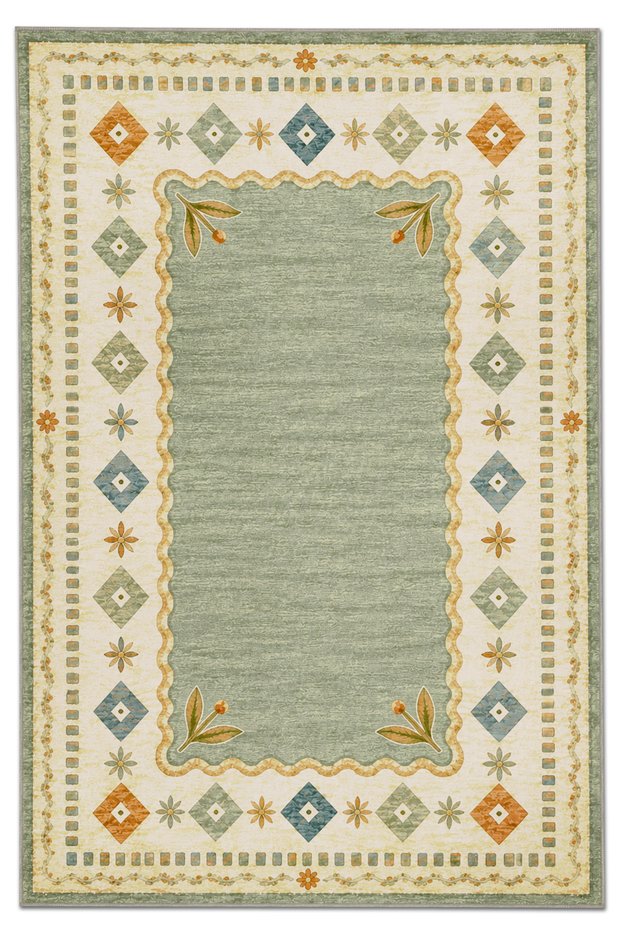 Sdtamor Turquoise Traditional Theme Patterned Modern Woven Base Decorative Carpet Sdtamor56Turquoise