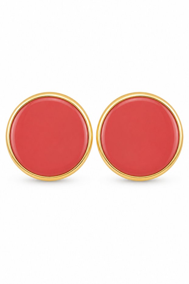 Summer Luxury Women's Steel Enamel Round Earrings Salmon Pink