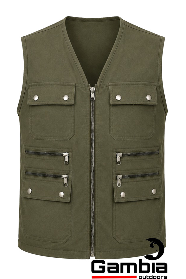 Men's multi-pocket summer vest multi-pocket zippered dad