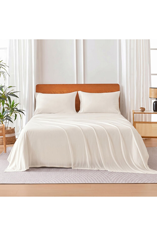 4-Piece Super King Bed Sheet Set | Fits 200×200 cm | Ultra-Soft Microfiber | Deep Pocket