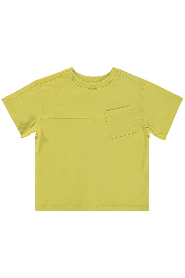 Basic Flamlı T-Shirt for 2-5 Years Old - Yellow