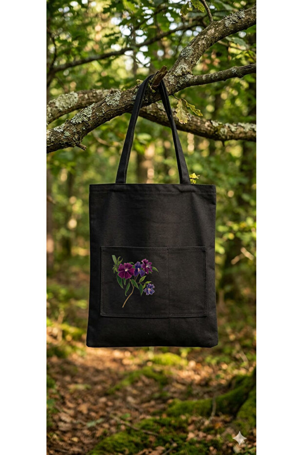 Black Cloth Bag with Pockets