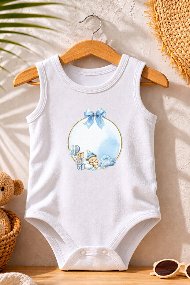 Baby Blue Baby Boy Bodysuit 100% Cotton