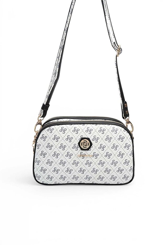 White - Black Monogram Women's Crossbody Bag Sp745