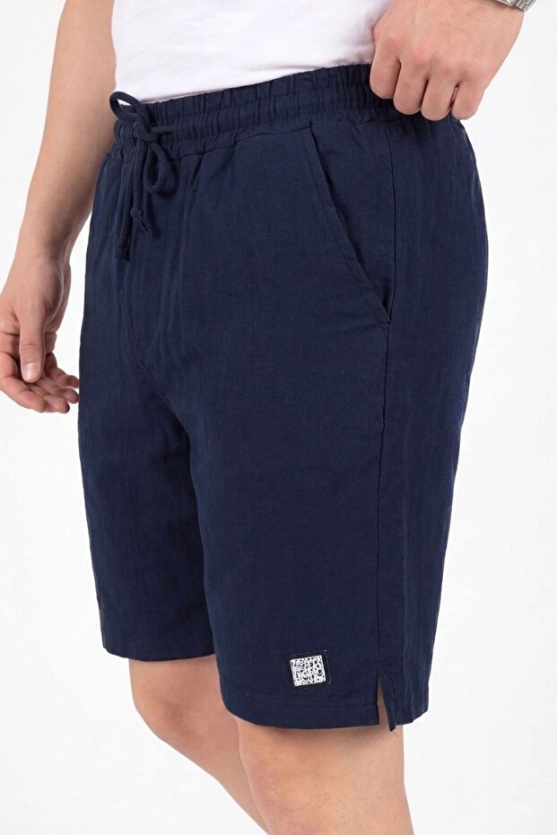 Men's Muslin Side Pocket Slit Casual Comfortable Linen Shorts