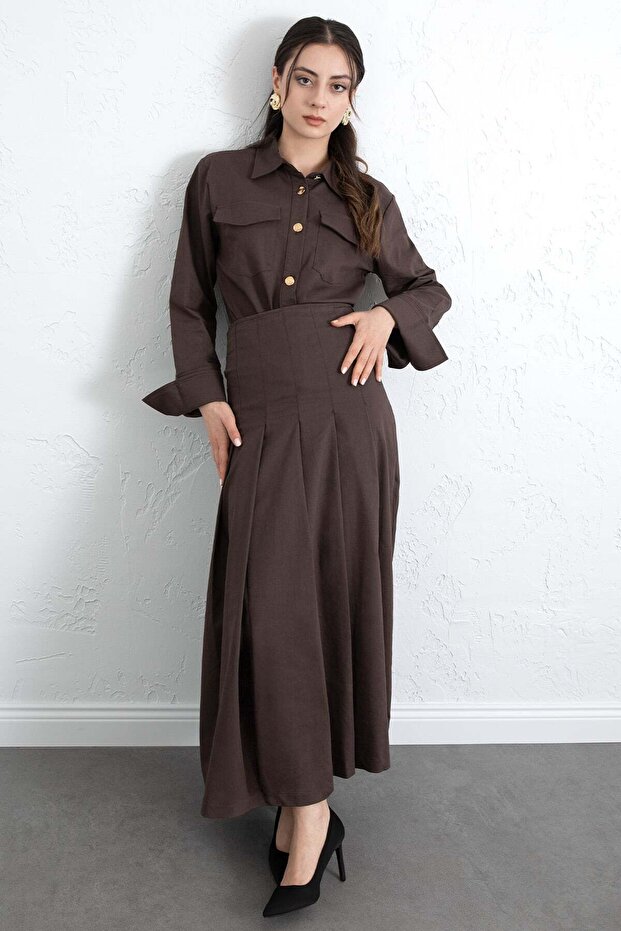 Shirt and Skirt Set 266004 - Brown