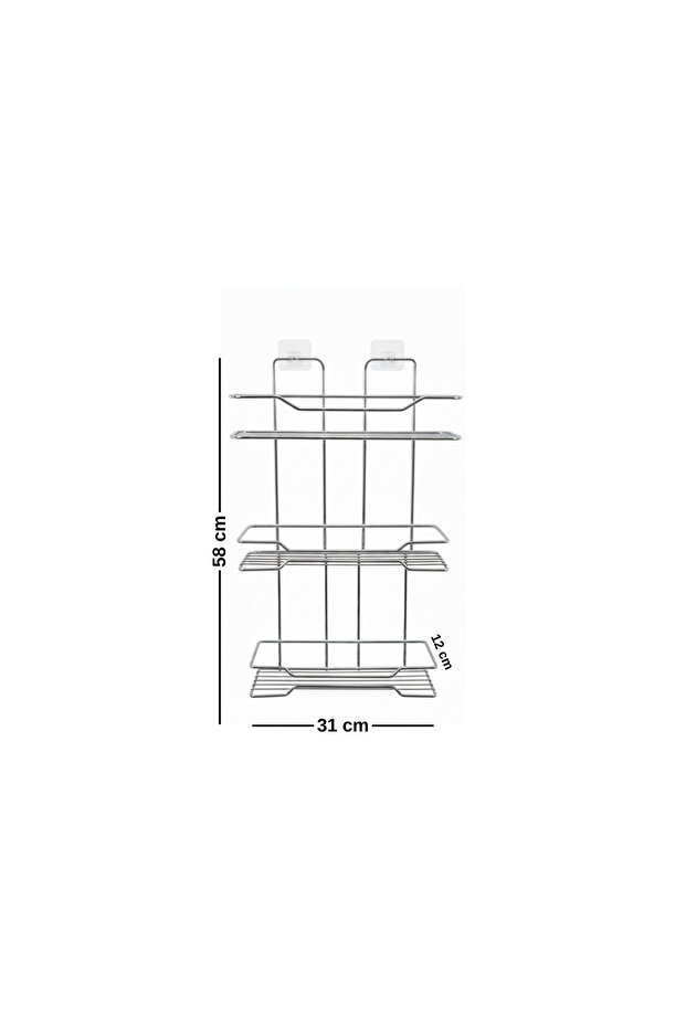 Thick Wire Three-Layer Bathroom Shelf with Adhesive - 2