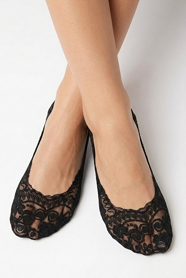 Premium - Black Lace Standard Size Ballerina Socks