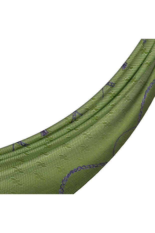 Mono Ring Patterned Tensel Shawl 03894-Pine Scent