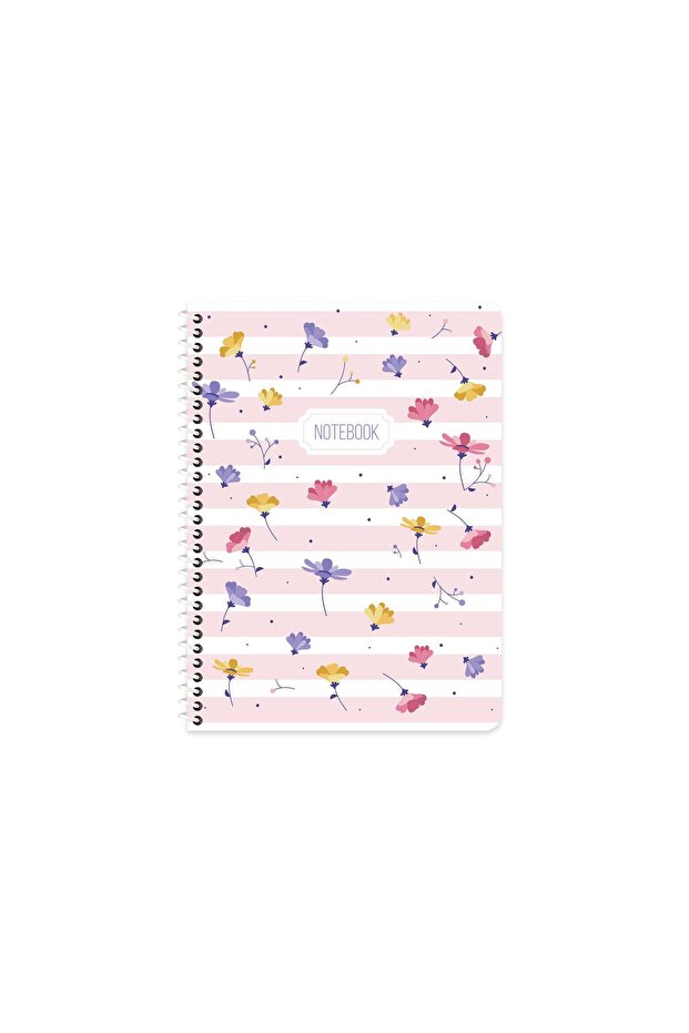Keskin 16.5*22.5 Checkered Cardboard Cover Spiral Blume Notebook - Pink