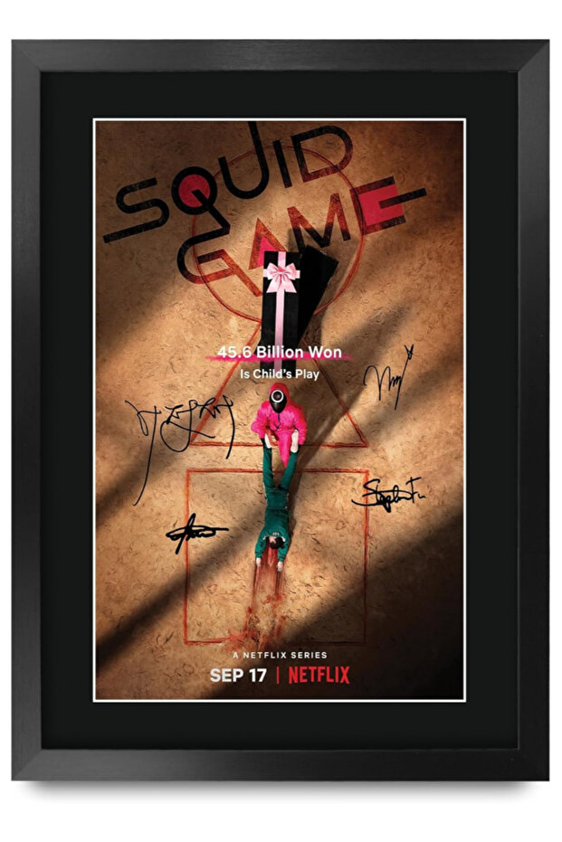 FR A3 Squid Game Gifts Printed Signed Autograph Poster for TV Memorabilia Fans - A3 Framed