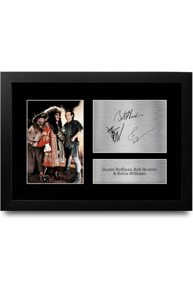 FR A4 Dustin Hoffman Bob Hoskins Robin Williams Hook Gifts Printed Signed Autograph Picture for Movie Memorabilia Fans - A4 Framed