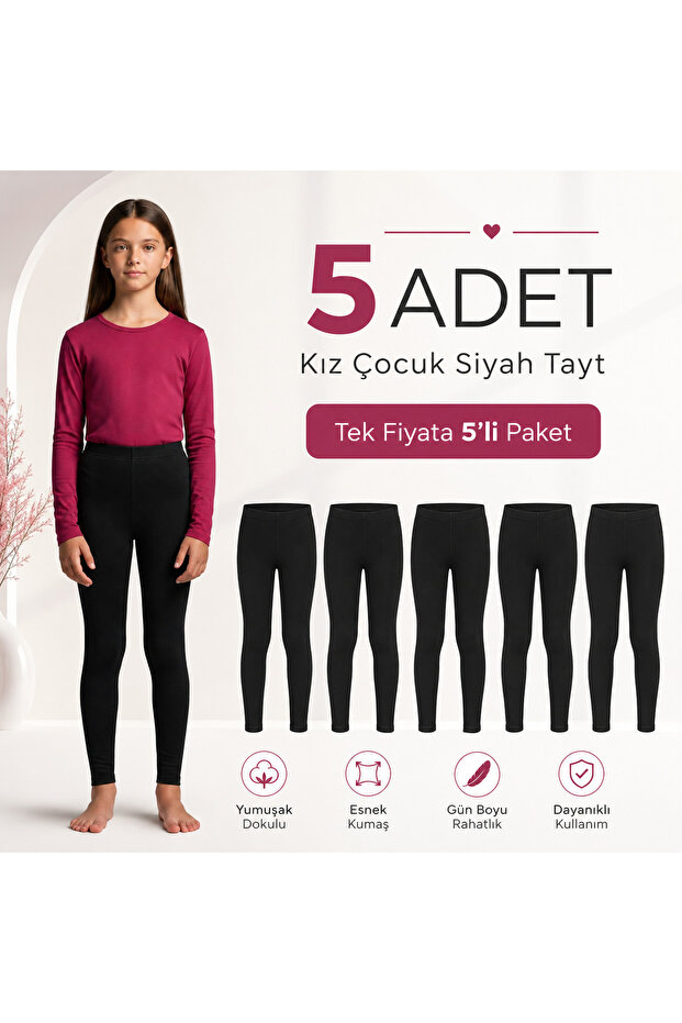 | 5' Advantage Pack Girls' Thermal Tights Winter Cotton (5Pcs)