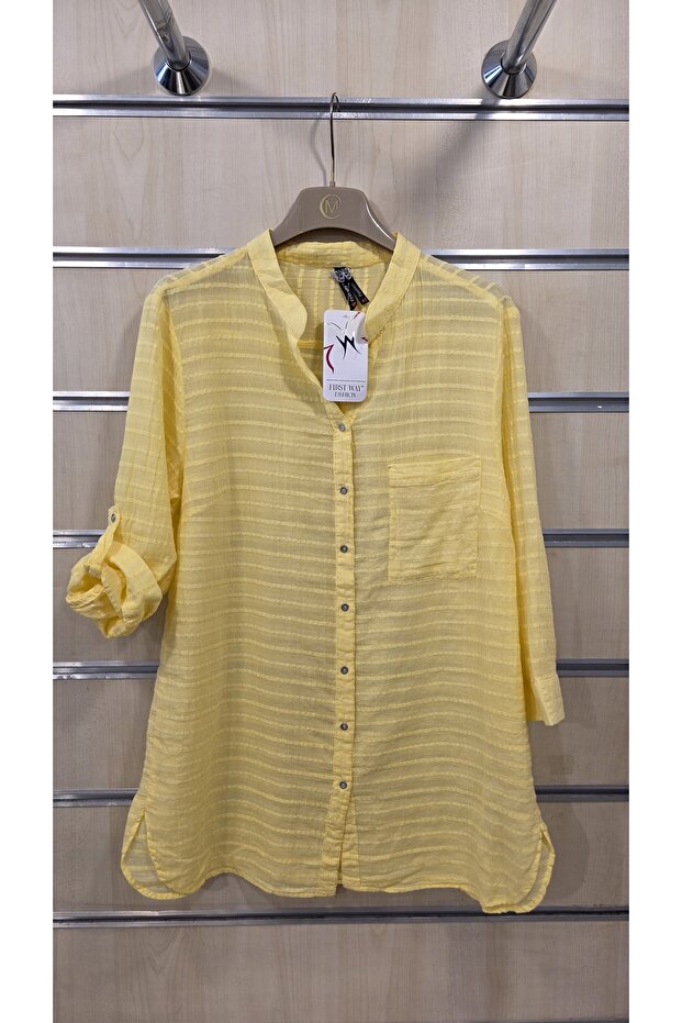 Women's Cotton Thin Shirt with Single Pocket