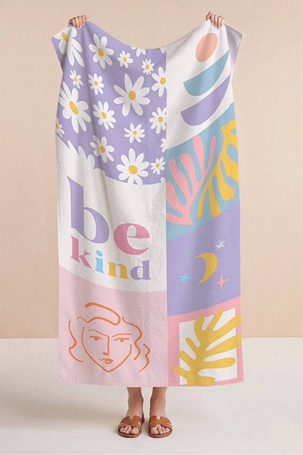 Floral Tropical Modern Beach Towel - Bohemian Pastel Mediterranean Quick Dry Microfiber Towel